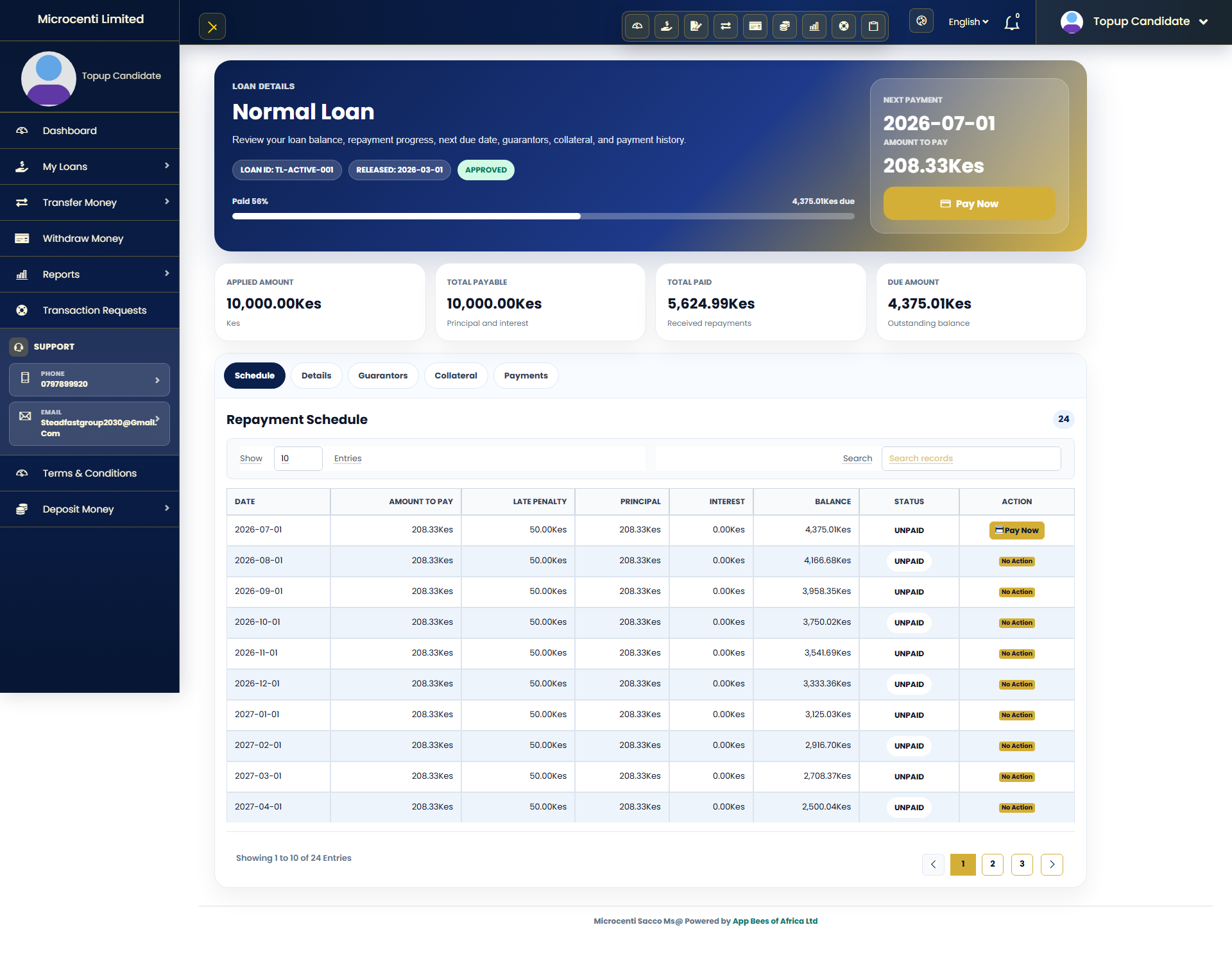 Loan details screenshot
