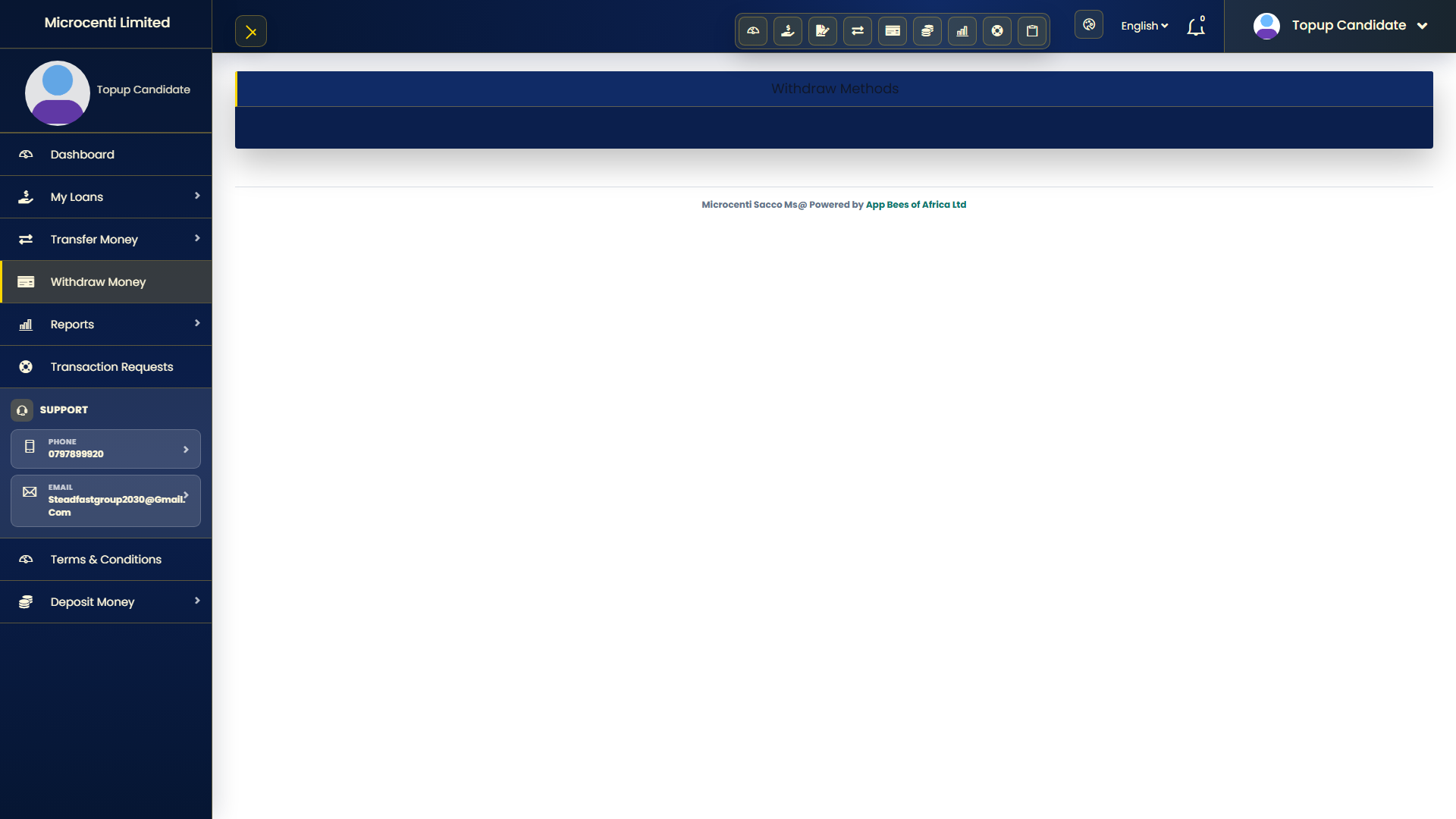 Withdraw money screenshot